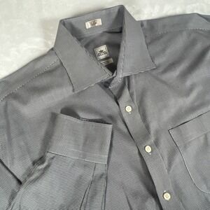 Peter Millar Nanoluxe Mens Dress Shirt Size XL Black Houndstooth Button Down.